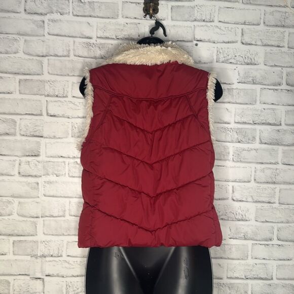 Big Chill Zip Up Puffy Vest Fur Collar Size Small - Picture 3 of 4